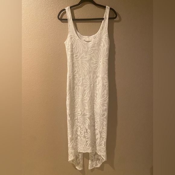 Jen's Pirate Booty White Sheath Midi Dress Scoop Neck - Picture 1 of 6